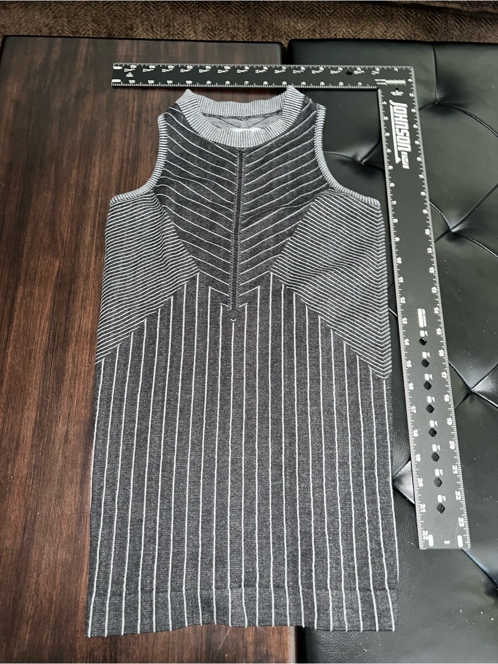 Athleta Charcoal and Light Gray Striped Knit Tank